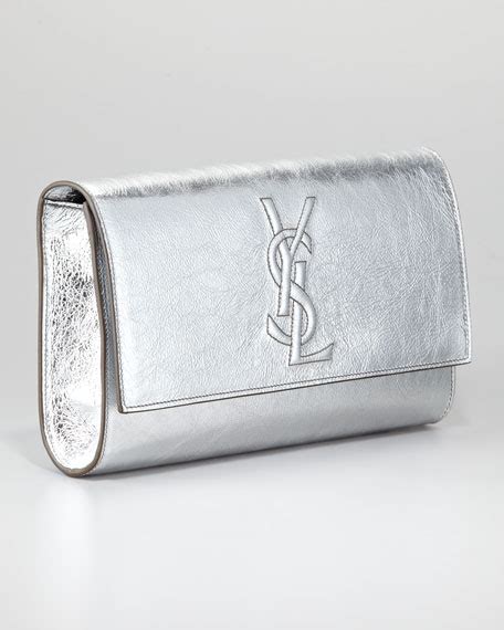 ysl silver clutch bag|authentic ysl handbag clutch.